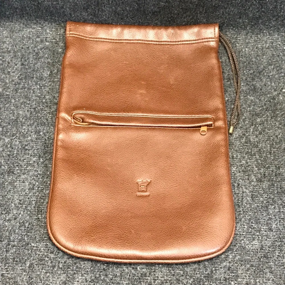 Braun Büffel Design Germany Brown Leather Shoe Bag Drawstring Pouch‎ Travel Bag
